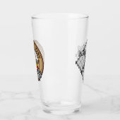 Clan MacFarlane Crest over zwart-wit tartaan Glas (Links)