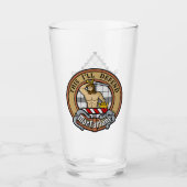 Clan MacFarlane Crest over zwart-wit tartaan Glas (Voorkant)