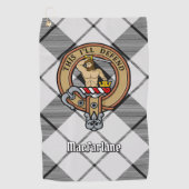 Clan MacFarlane Crest over zwart-wit tartaan Golfhanddoek (Voorkant)
