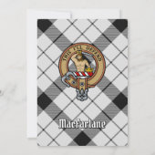 Clan MacFarlane Crest over zwart-wit tartaan Kaart (Achterkant)