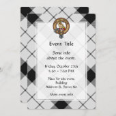 Clan MacFarlane Crest over zwart-wit tartaan Kaart (Voorkant / Achterkant)