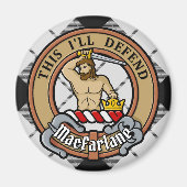 Clan MacFarlane Crest over zwart-wit tartaan Magneet (Voorkant)