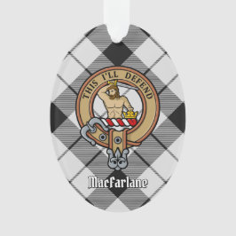 Clan MacFarlane Crest over zwart-wit tartaan Ornament