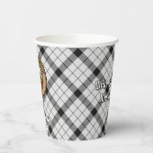 Clan MacFarlane Crest over zwart-wit tartaan Papieren Bekers (Links)