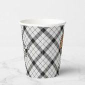 Clan MacFarlane Crest over zwart-wit tartaan Papieren Bekers (Rechts)