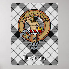 Clan MacFarlane Crest over zwart-wit tartaan Poster