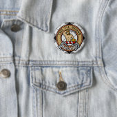 Clan MacFarlane Crest over zwart-wit tartaan Ronde Button 5,7 Cm (In situ)