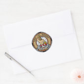 Clan MacFarlane Crest over zwart-wit tartaan Ronde Sticker (Envelop)