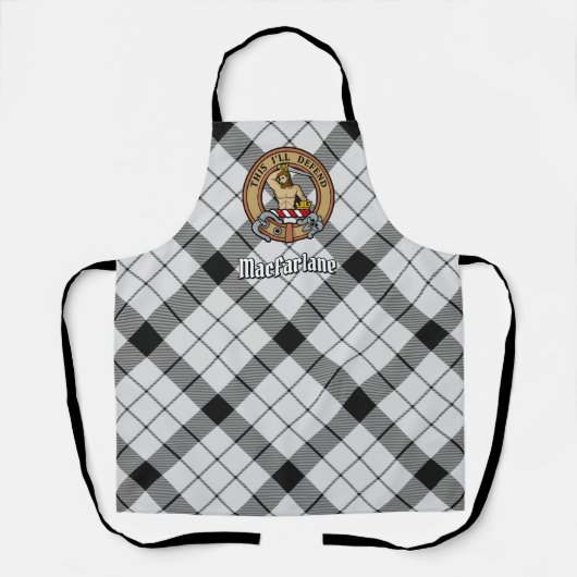 Clan MacFarlane Crest over zwart-wit tartaan Schort (Voorkant)