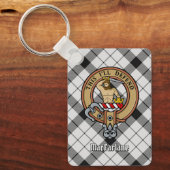 Clan MacFarlane Crest over zwart-wit tartaan Sleutelhanger (Voorkant)