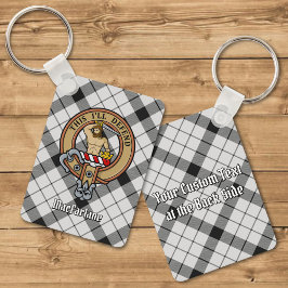 Clan MacFarlane Crest over zwart-wit tartaan Sleutelhanger