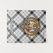 Clan MacFarlane Crest over zwart-wit tartaan Wandkleed (Voorkant (horizontaal))