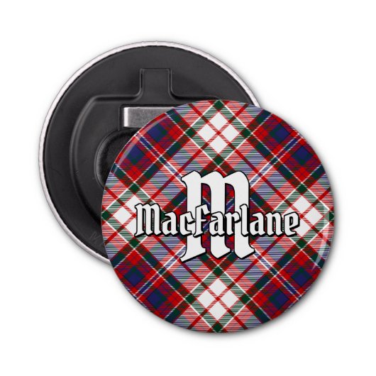 Clan MacFarlane Dress Tartan Button Flesopener (Voorkant)