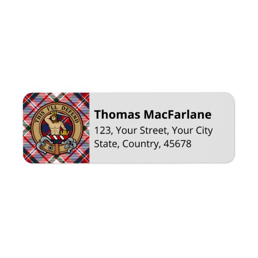 Clan MacFarlane Dress Tartan Etiket (Voorkant)