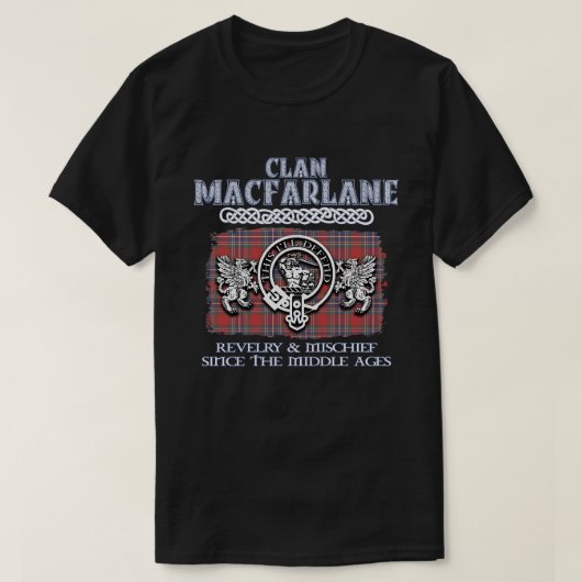 Clan MacFarlane kuif Schotse clans Schotse surn T-shirt (Design voorkant)
