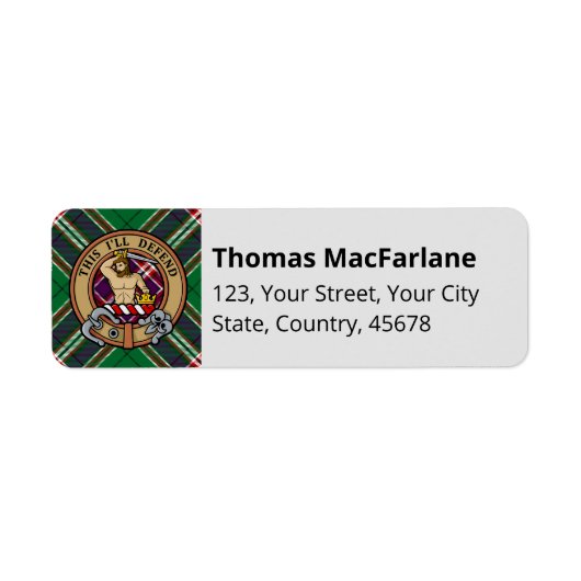 Clan MacFarlane Moderne Jacht Tartan Etiket (Voorkant)
