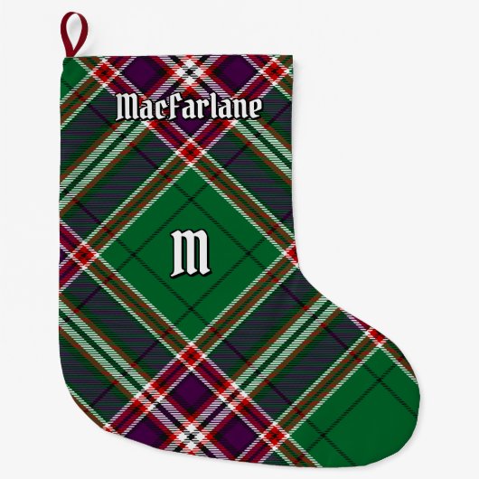 Clan MacFarlane Moderne Jacht Tartan Grote Kerstsok (Voorkant)