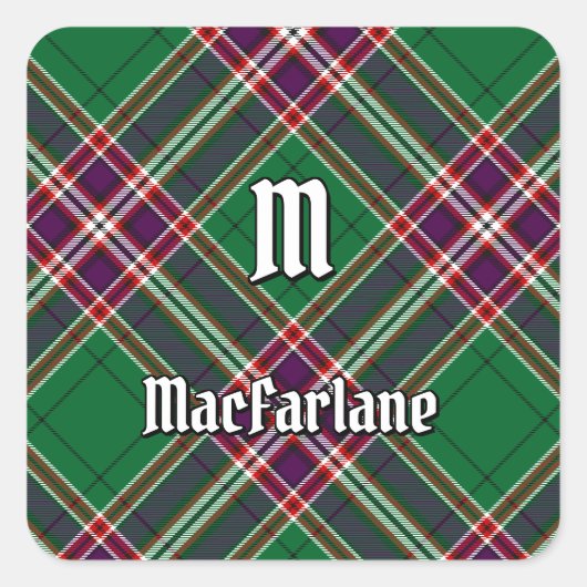 Clan MacFarlane Moderne Jacht Tartan Vierkante Sticker (Voorkant)