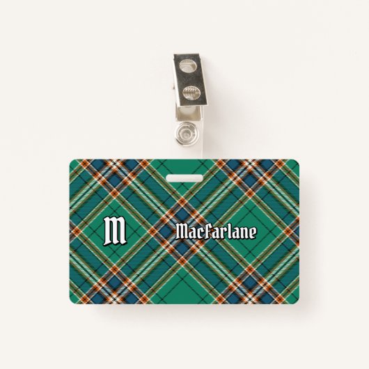 Clan MacFarlane Oude Jacht Tartan Badge (Voorkant met clip)