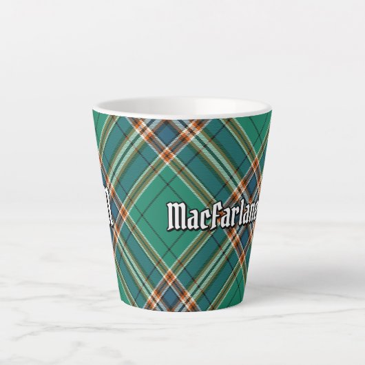 Clan MacFarlane Oude Jacht Tartan Latte Mok (Voorkant)