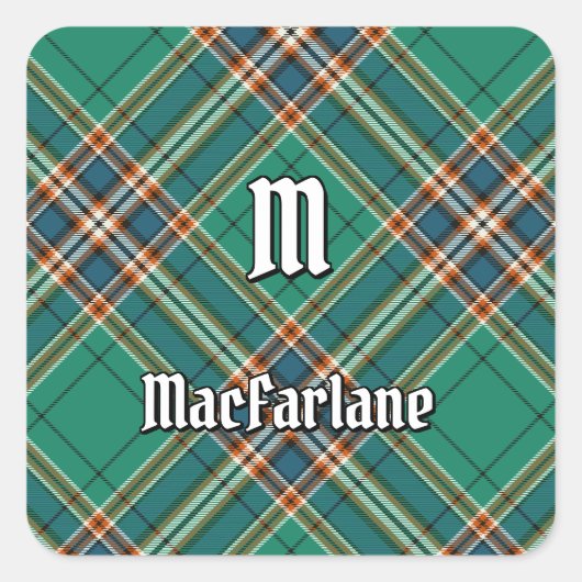 Clan MacFarlane Oude Jacht Tartan Vierkante Sticker (Voorkant)