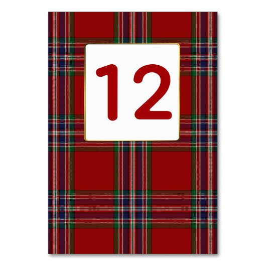 Clan MacFarlane Plaid Trouwtafel nummer Kaart (Achterkant)