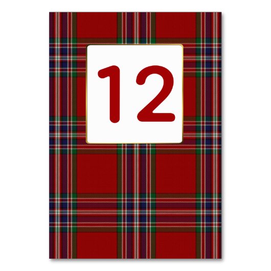 Clan MacFarlane Plaid Trouwtafel nummer Kaart (Voorkant)