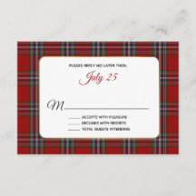 Clan MacFarlane Tartan Plaid Bruiloft RSVP Kaart