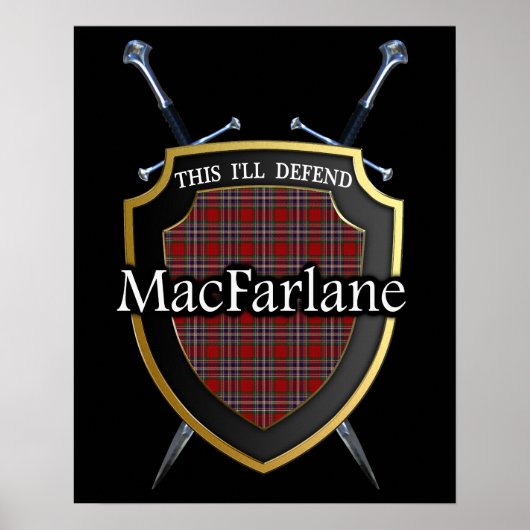 Clan MacFarlane Tartan Scottish Shield & Swords Poster (Voorkant)