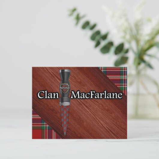 Clan MacFarlane Tartan Sgian Dubh Blade Briefkaart (Staand voorkant)