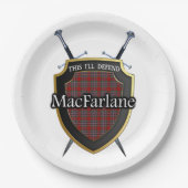 Clan MacFarlane Tartan Shield & Swords Papieren Bordje (Voorkant)
