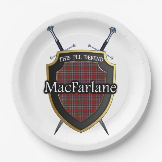 Clan MacFarlane Tartan Shield & Swords Papieren Bordje (Voorkant)