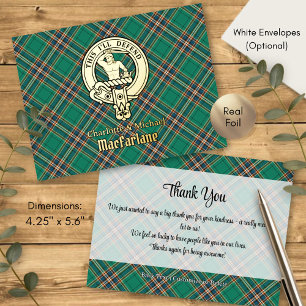 Clan MacFarlane Wapen boven Oude Jacht Tartan Folie Uitnodiging Briefkaart