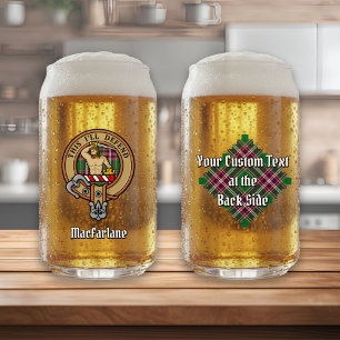 Clan MacFarlane Wapen over Modern Jacht Tartan Blikvorm Glas