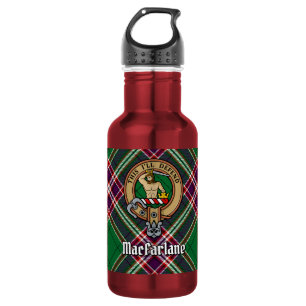 Clan MacFarlane Wapen over Modern Jacht Tartan Waterfles