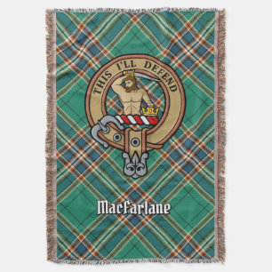 Clan MacFarlane Wapen over Oude Jacht Tartan Deken