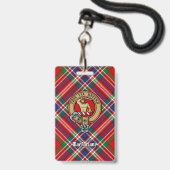 Clan MacFarlane Wapen over Rode Tartan Badge (Voorzijde met lanyard)