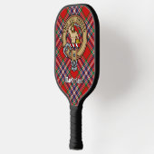 Clan MacFarlane Wapen over Rode Tartan Pickleball Paddle (Links)