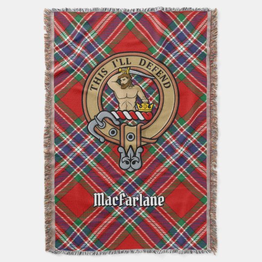 Clan MacFarlane Wapen over Tartan Deken (Voorkant Verticaal)