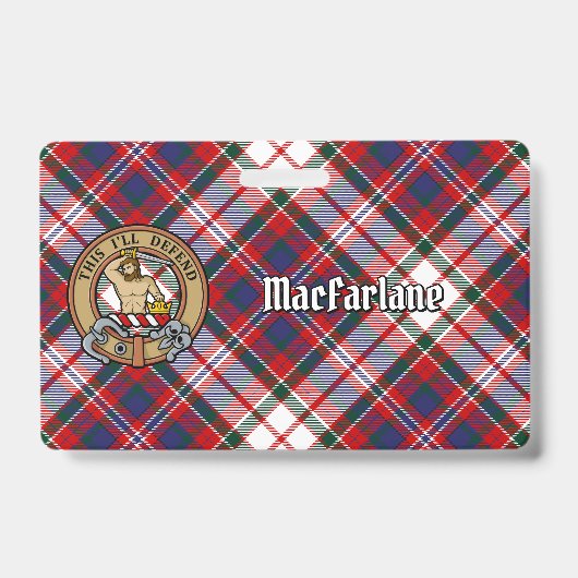 Clan MacFarlane Wapenschild over Dress Tartan Badge (Voorzijde)