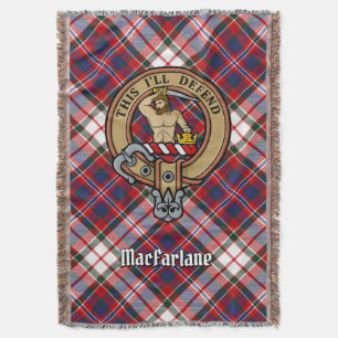 Clan MacFarlane Wapenschild over Dress Tartan Deken