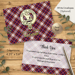Clan MacFarlane Wapenschild over Dress Tartan Folie Uitnodiging Briefkaart