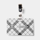 Clan MacFarlane Zwart en Wit Tartan Badge (Voorzijde met clip)