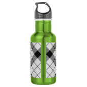 Clan MacFarlane Zwart en Wit Tartan Waterfles (Achterkant)