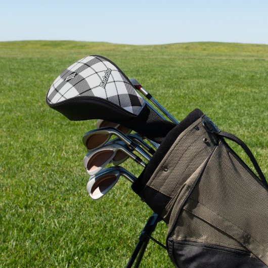 Clan MacFarlane Zwart-wit Tartan Golfheadcover (Insitu)