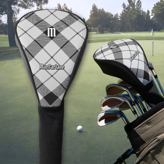 Clan MacFarlane Zwart-wit Tartan Golfheadcover