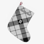 Clan MacFarlane Zwart-wit Tartan Grote Kerstsok (Voorkant (Hangend))