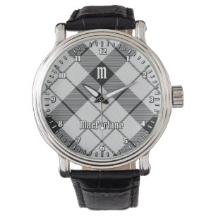 Clan MacFarlane Zwart-wit Tartan Horloge
