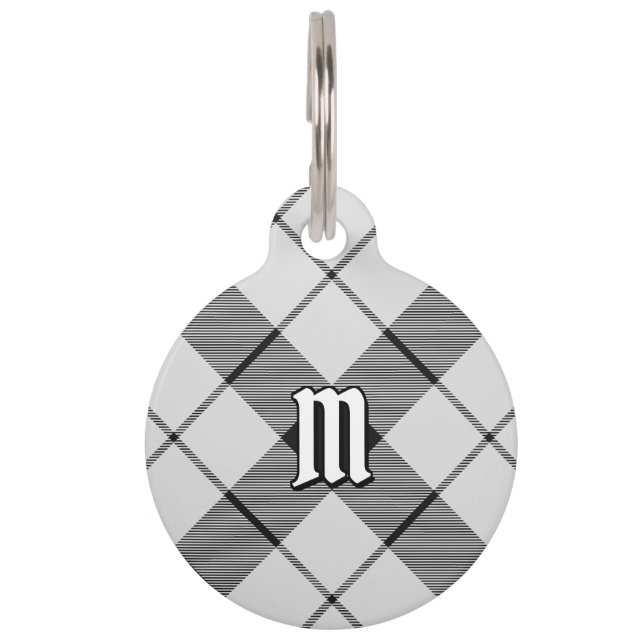 Clan MacFarlane Zwart-wit Tartan Huisdierpenning (Voorkant)