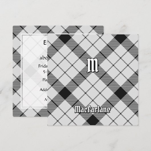 Clan MacFarlane Zwart-wit Tartan Kaart (Voorkant / Achterkant)